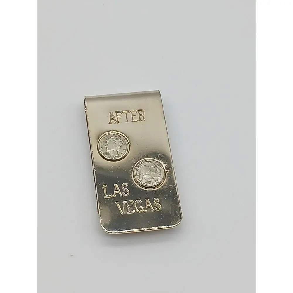 Vintage After Las Vegas Nevada Money Clip Casino Souvenir With Coin Design